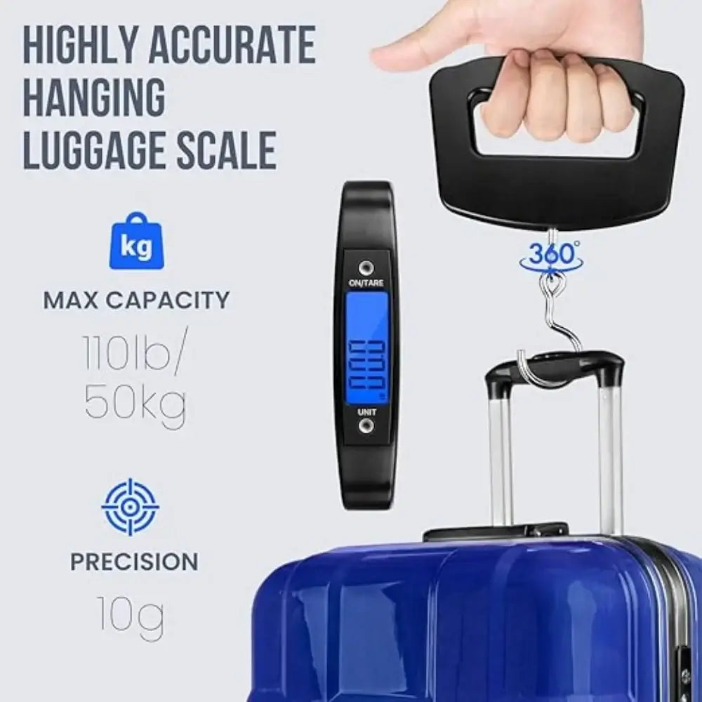 50Kg 10g Luggage Weight Scale, LCD Luggage Scale Travel Digital, Fish Scale, Home Electronic Portable Hanging Weight Hook Travel Luggage Scale