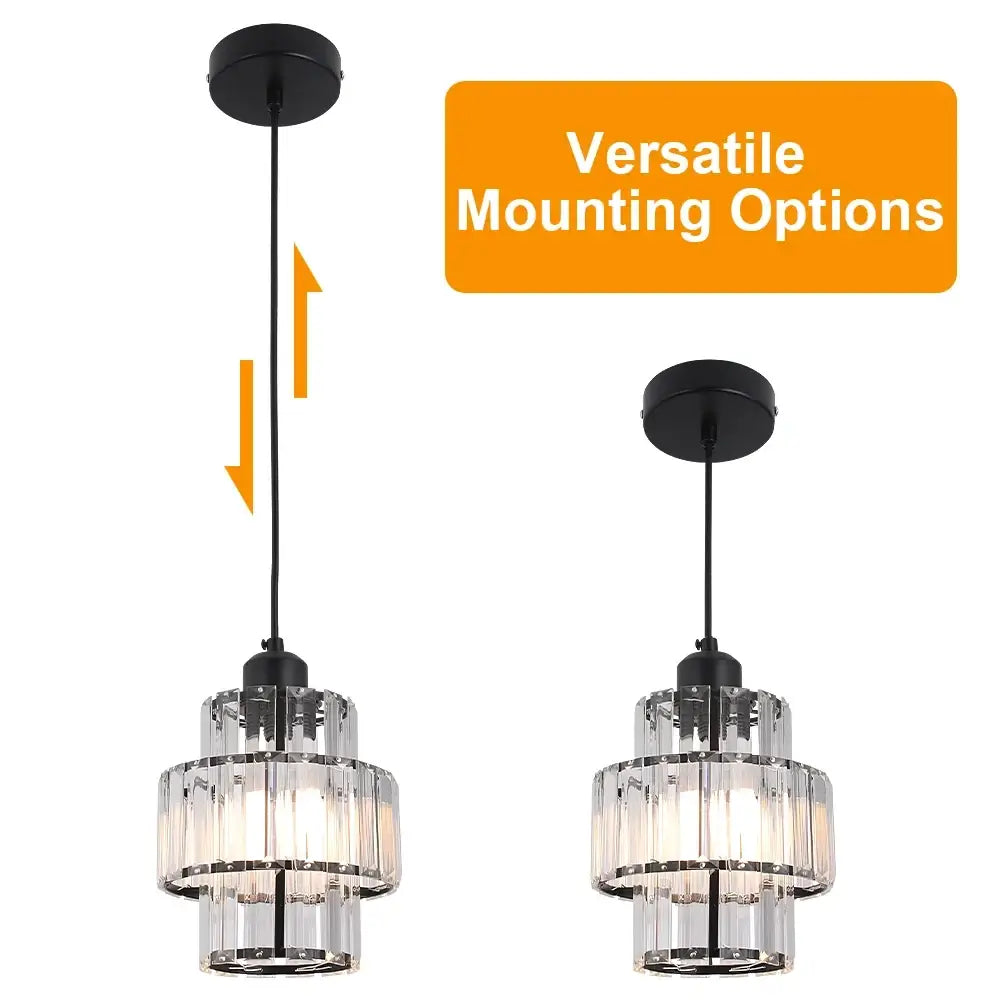 VETRULUS Crystal Pendant Light, Black or Gold