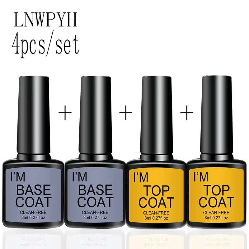 LNWPYH Gel Base &amp; Top Coat Set, 4 × 8 ml