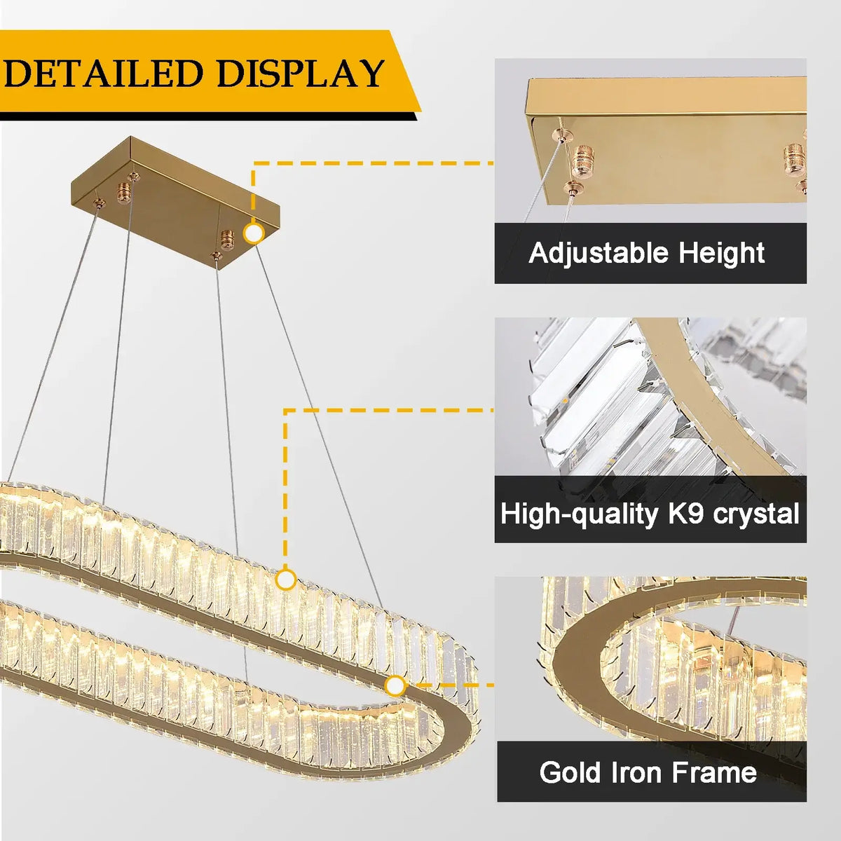 Modern Oval Crystal LED Pendant Chandelier