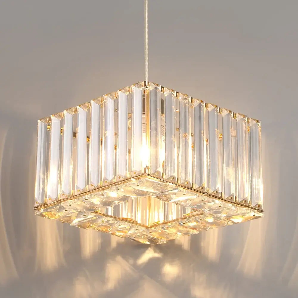 Modern Crystal Ceiling or Pendant Light, Black or Gold