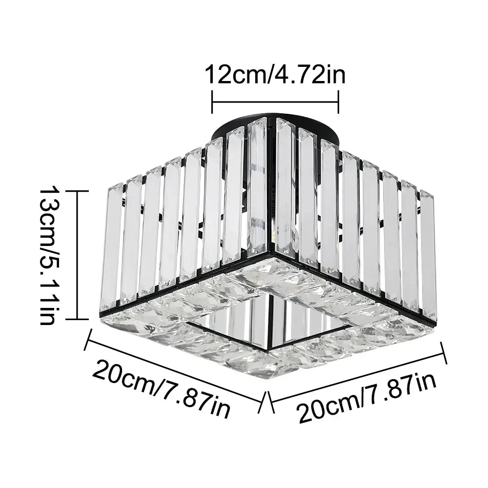 Modern Crystal Ceiling or Pendant Light, Black or Gold