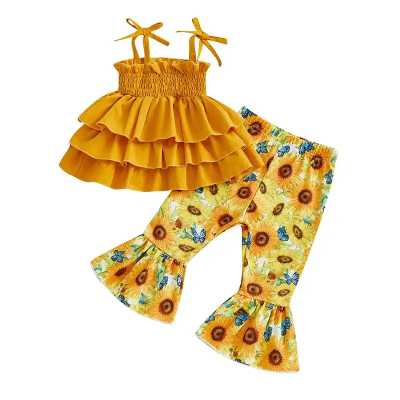 Adorable Baby Girl Summer Clothes Cute Floral Print Tank Top and Ruffle Shorts Outfit Set for Toddler Girls