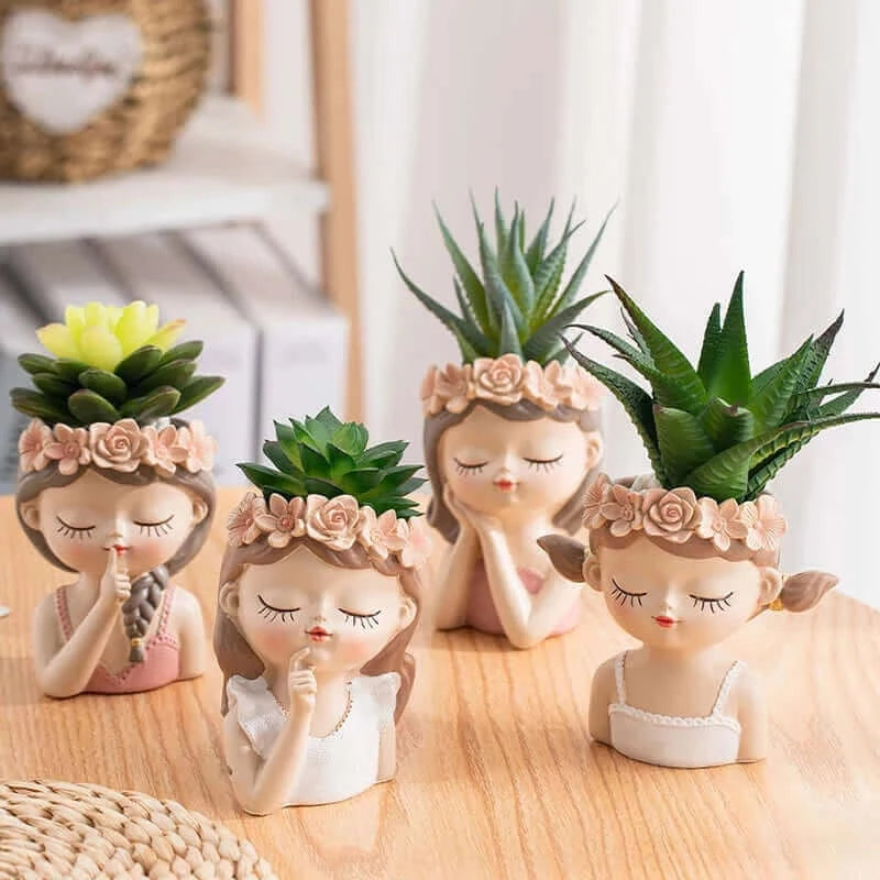 Nordic Flower Pots Cute Girl Decorative Planters Succulents Cactus.