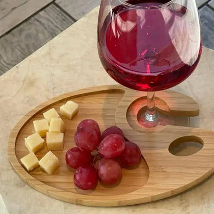 Wine Appetizer Plates with Glass Holder - 8.5x5.25