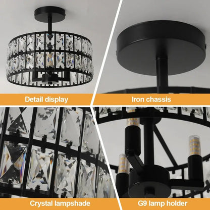 VETRULUS Crystal Pendant Light, Black or Gold