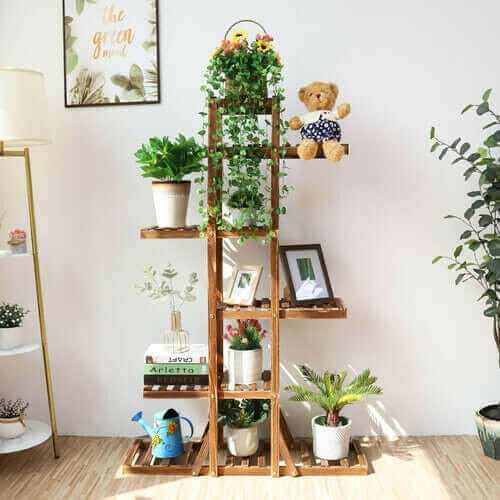 Indoor 6 Tier Wooden Plant Home Decor Stand.