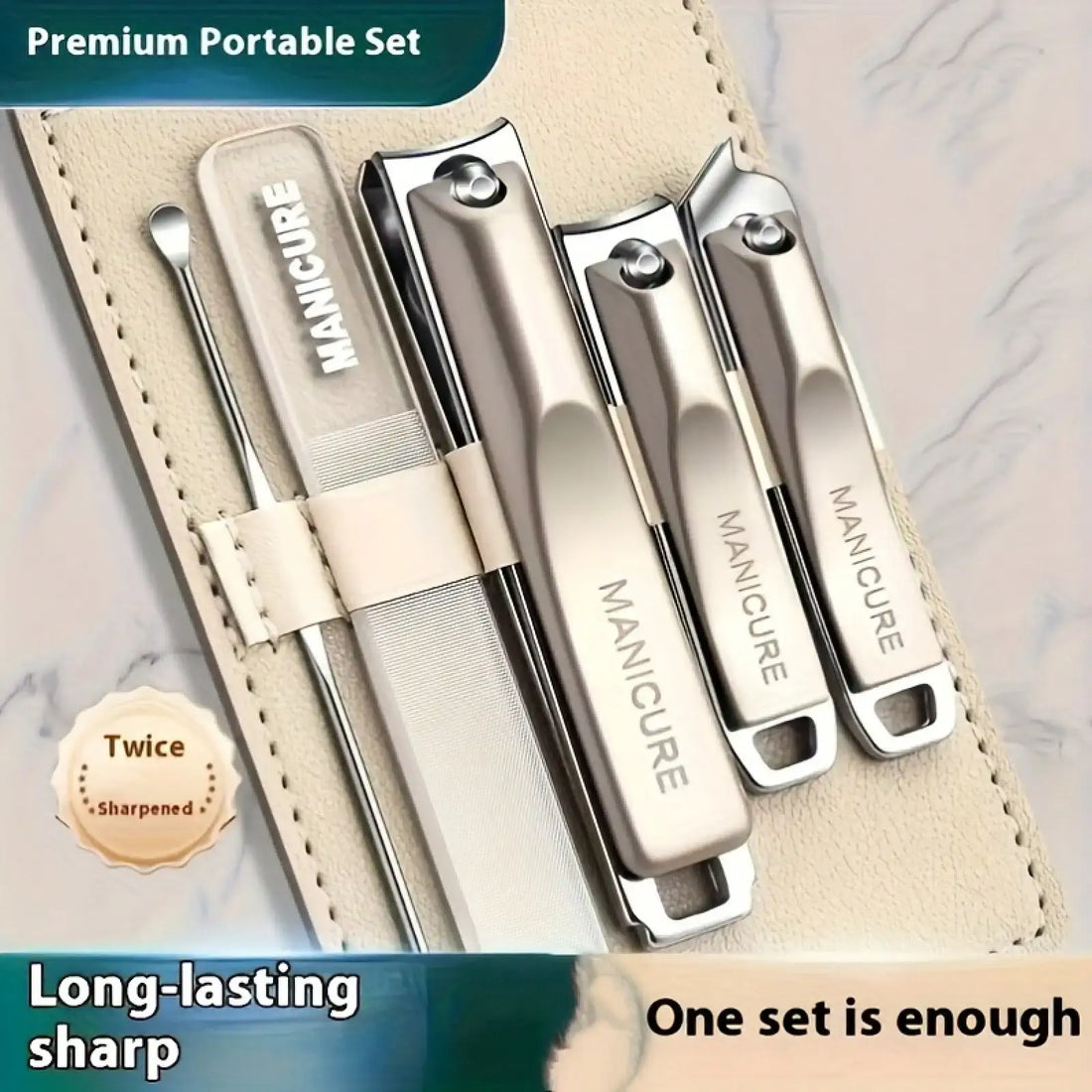 Precision Nail Clippers 5-Piece Set, Double-Edged Sharp And Durable, Complete Set With Ear Pick, Carefully Selected Steel Precision Grinding, Stainless Steel Nail Clipper Set Anti-Splash Rotating Package Five-Piece Pliers Ful