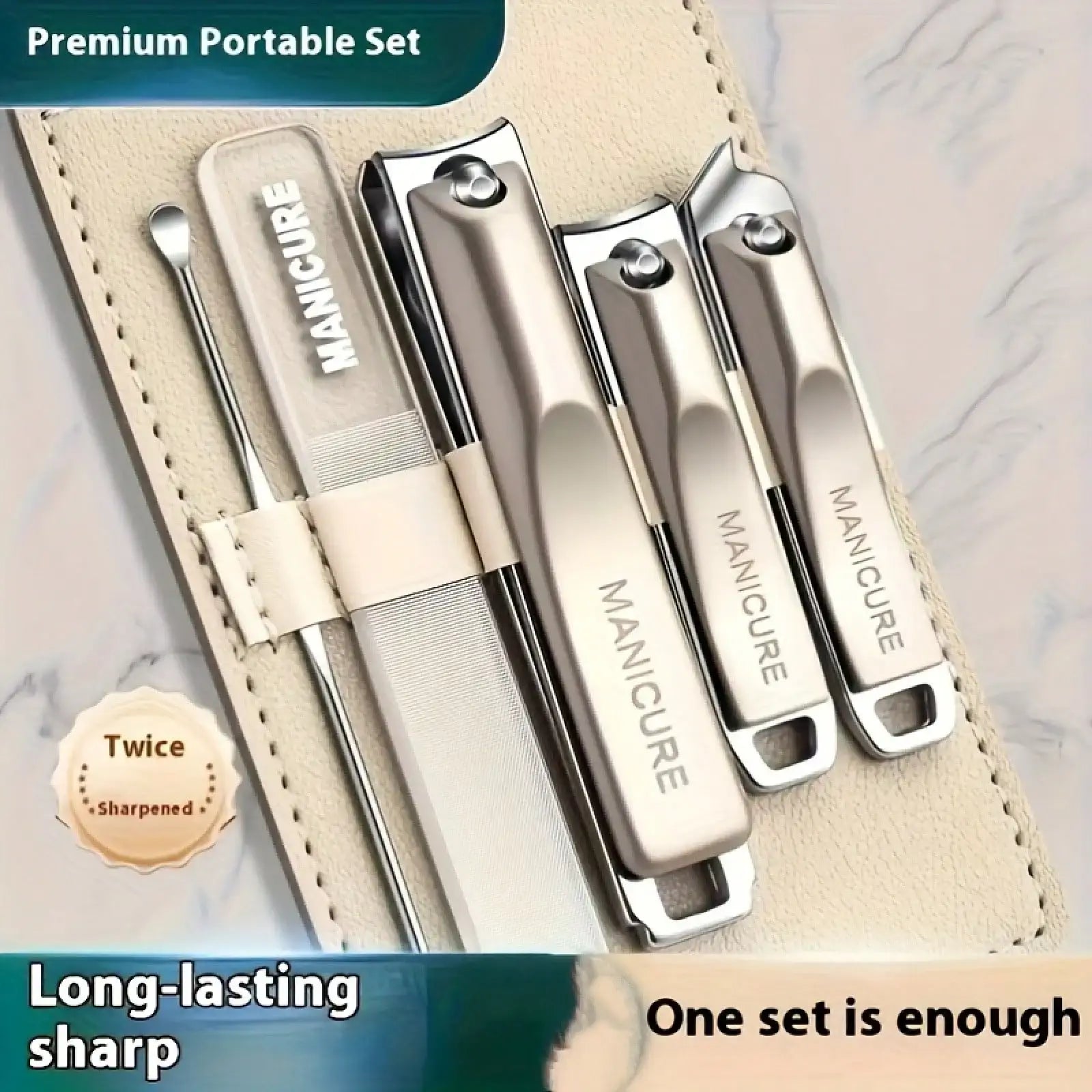 Precision Nail Clippers 5-Piece Set, Double-Edged Sharp And Durable, Complete Set With Ear Pick, Carefully Selected Steel Precision Grinding, Stainless Steel Nail Clipper Set Anti-Splash Rotating Package Five-Piece Pliers Ful