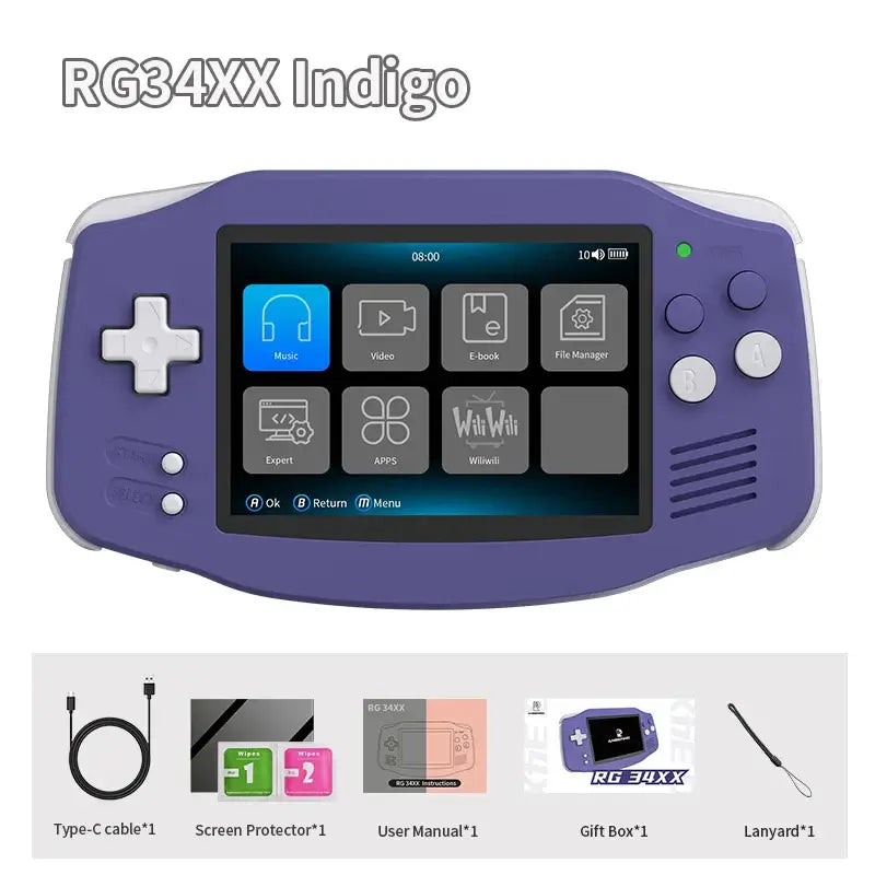 ANBERNIC RG34XX Retro Handheld Game Console 3.4&quot; IPS Screen Linux 64-bit Video Gaming Player Support WiFi Bluetooth HD TV Output