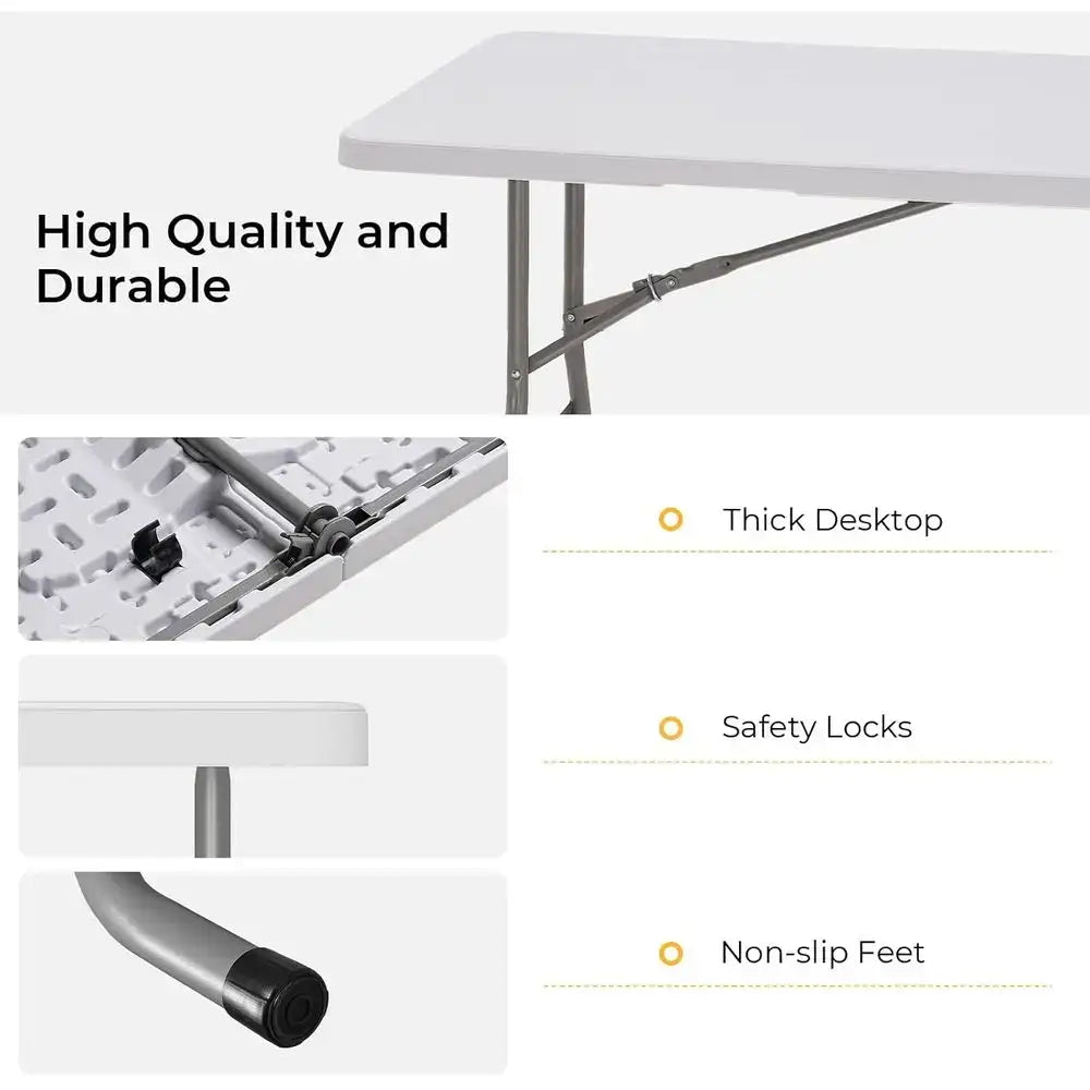 Portable 6ft Folding Table with Black Cloth, HDPE Top, Safety Locks, Compact Storage, Ideal for Outdoor Dining and Events