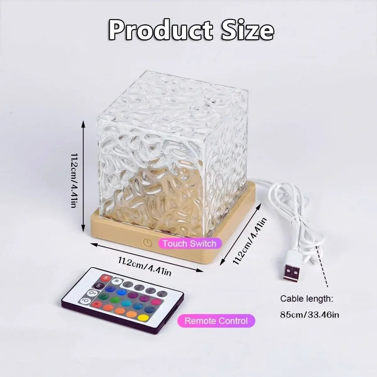 Rotating Water Ripple Projector Night Light – 16 Colors