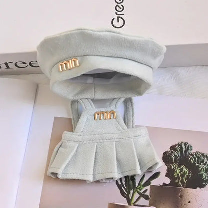 Labubu Clothes Fashion Overalls &amp; Pleated Skirt Set