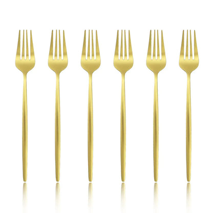 Silvere/Golden Stain Flatware Set - 6 Pcs Stainless Steel