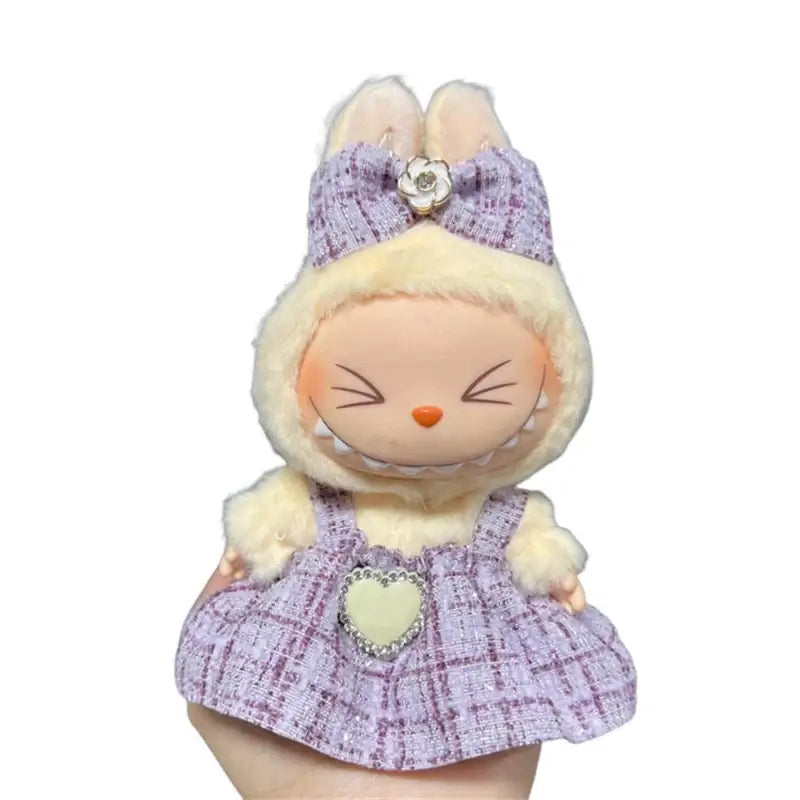 Labubu plush doll skirt set