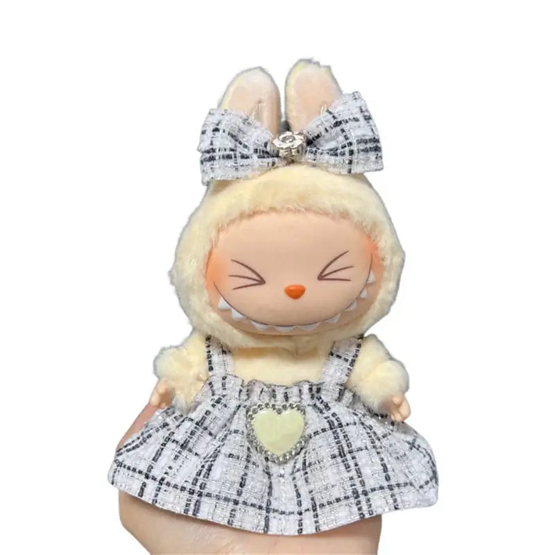 Labubu plush doll skirt set