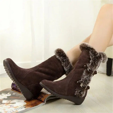 New Winter Women Boots Casual Warm Fur Mid-Calf Boots shoes Women