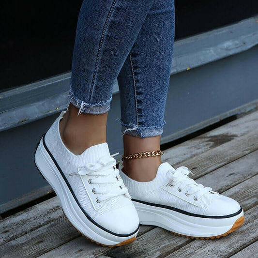 Summer Woman Vulcanize Shoes Knitted Breathable Sneakers.