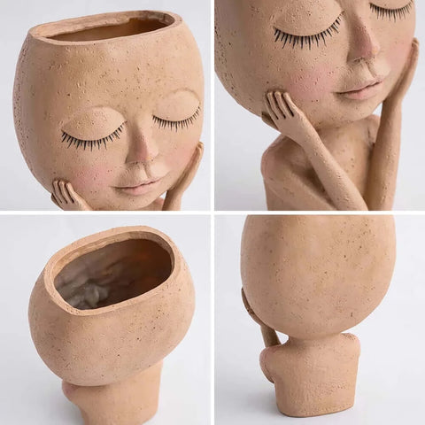 Plant Pot Decorative Flower Pots Nordic Style Face Head Pot Succulent.