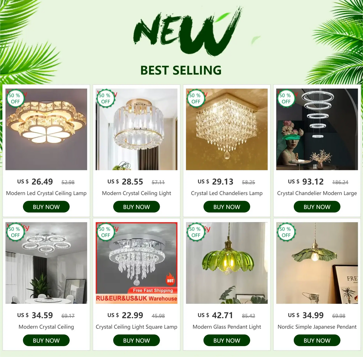 Vinilky Gold Crystal Pendant Light, SG03 or SG04