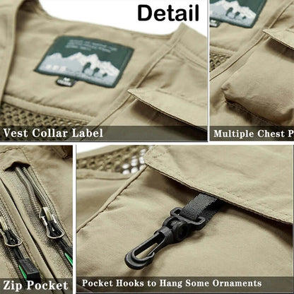 7XL 14 Pockets Summer New Men US Tactical Hiking Fishing Vest Man