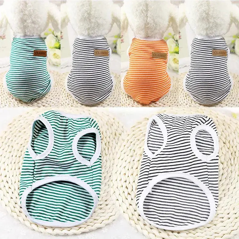 Summer Cotton Striped Vest for Small Dogs