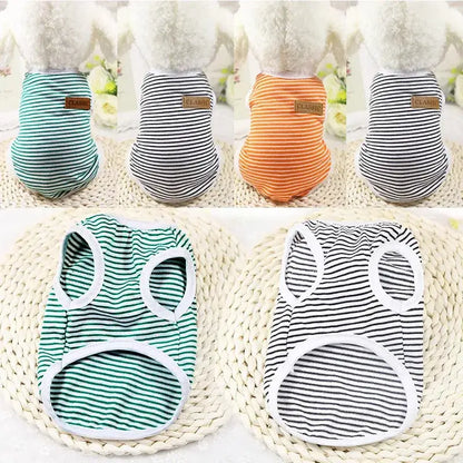 Summer Cotton Striped Vest for Small Dogs