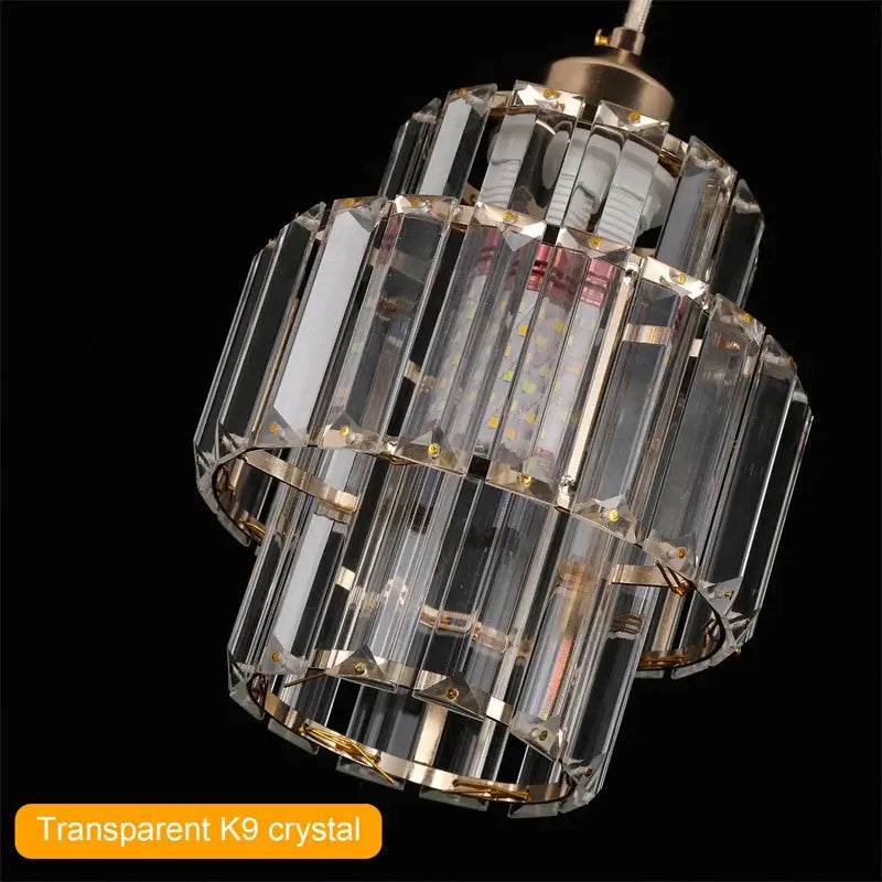 Modern Crystal Pendant Light with Gold-Tone Details