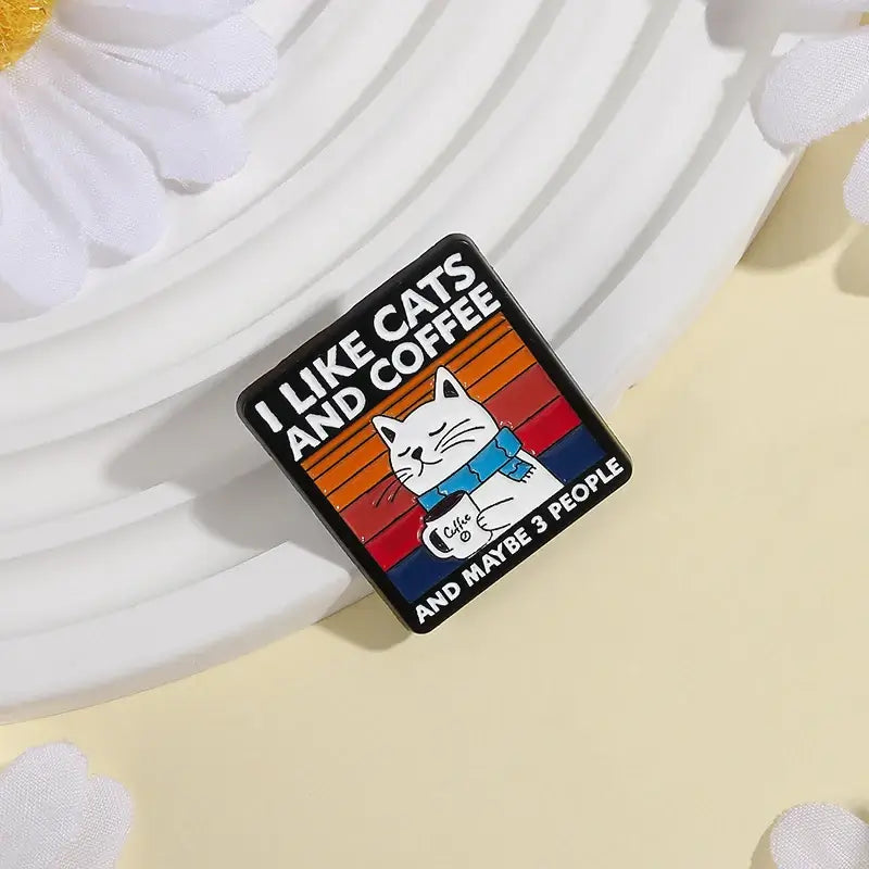 Cute Cat Coffee Enamel Pin, MORE ESPRESSO Metal Brooches Lapel Badge for Backpack Clothes Jewelry Gift