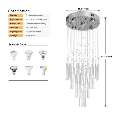 VETRULUS Modern Crystal Chandelier, Selectable Designs
