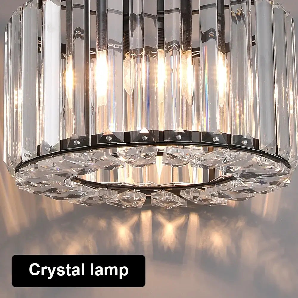 Modern Crystal Ceiling or Pendant Light, Black or Gold