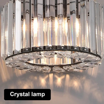 Modern Crystal Ceiling or Pendant Light, Black or Gold