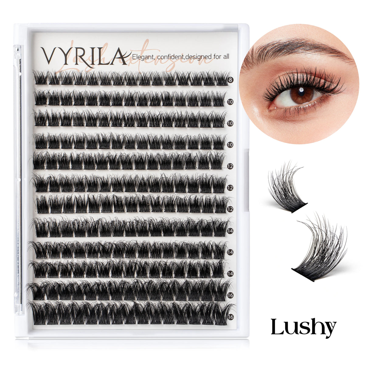 VYRILA Individual Cluster Lashes – C Curl 3D Wispy DIY Eyelash Extensions | 0.05–0.07mm Super Thin Band | Reusable Natural Look