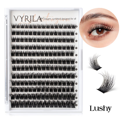 VYRILA Individual Cluster Lashes – C Curl 3D Wispy DIY Eyelash Extensions | 0.05–0.07mm Super Thin Band | Reusable Natural Look