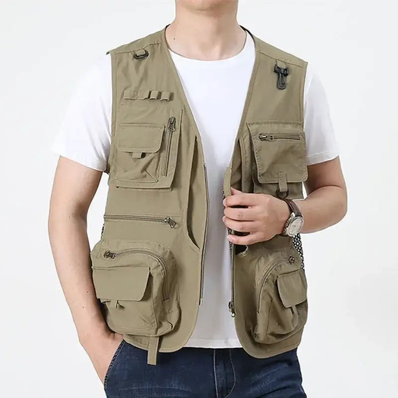 14 Pockets Summer New Men US Tactical Hiking Fishing Vest Mens