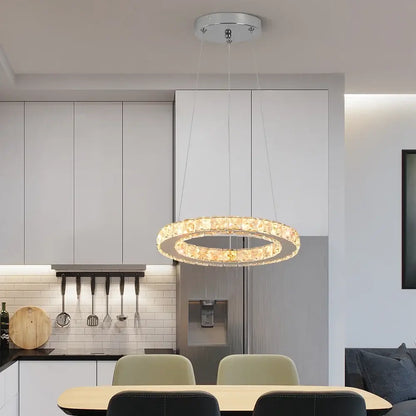GreeLustr Crystal Ring Pendant Light, Selectable Controls