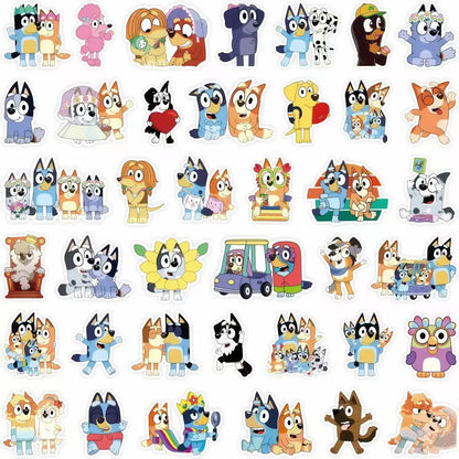100PCS Cartoon Bluey Family Animation Stickers Graffiti Sticker Scrapbook Luggage Laptop Guitar Car Bike Skateboard Toy