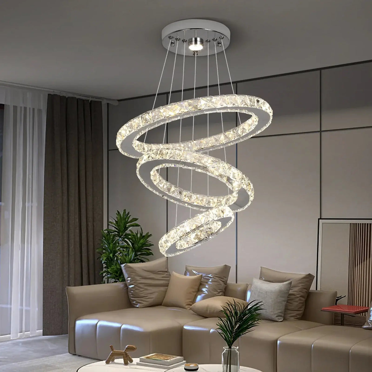 VETRULUS Crystal LED Chandelier with Selectable Size &amp; Controls