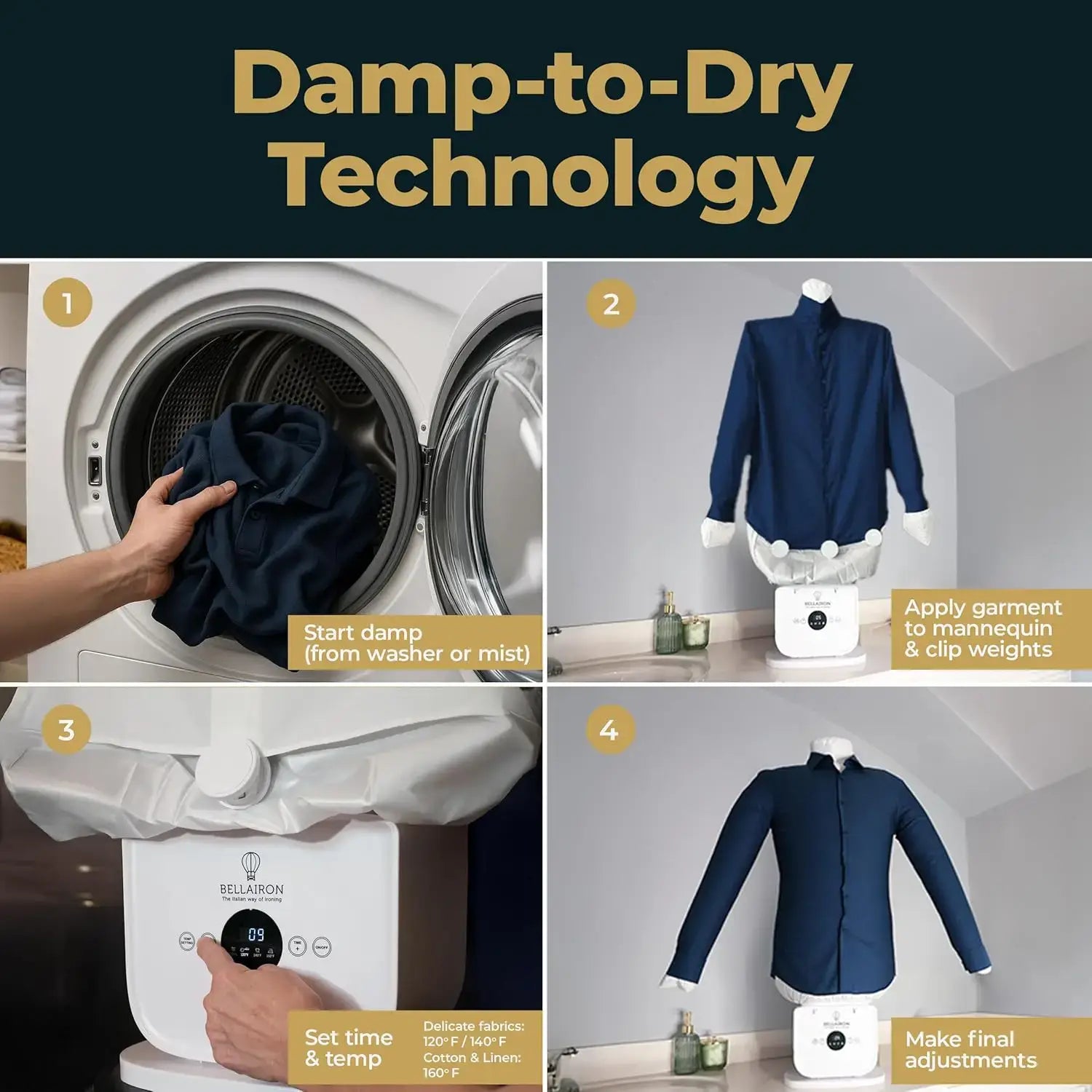 Automatic Hot Air Garment Dryer &amp; Iron - Hands-Free Wrinkle Remover for Shirts &amp; Pants, Reliable Everyday Use