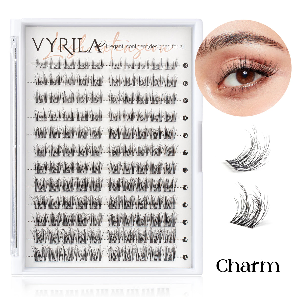VYRILA Individual Cluster Lashes – C Curl 3D Wispy DIY Eyelash Extensions | 0.05–0.07mm Super Thin Band | Reusable Natural Look