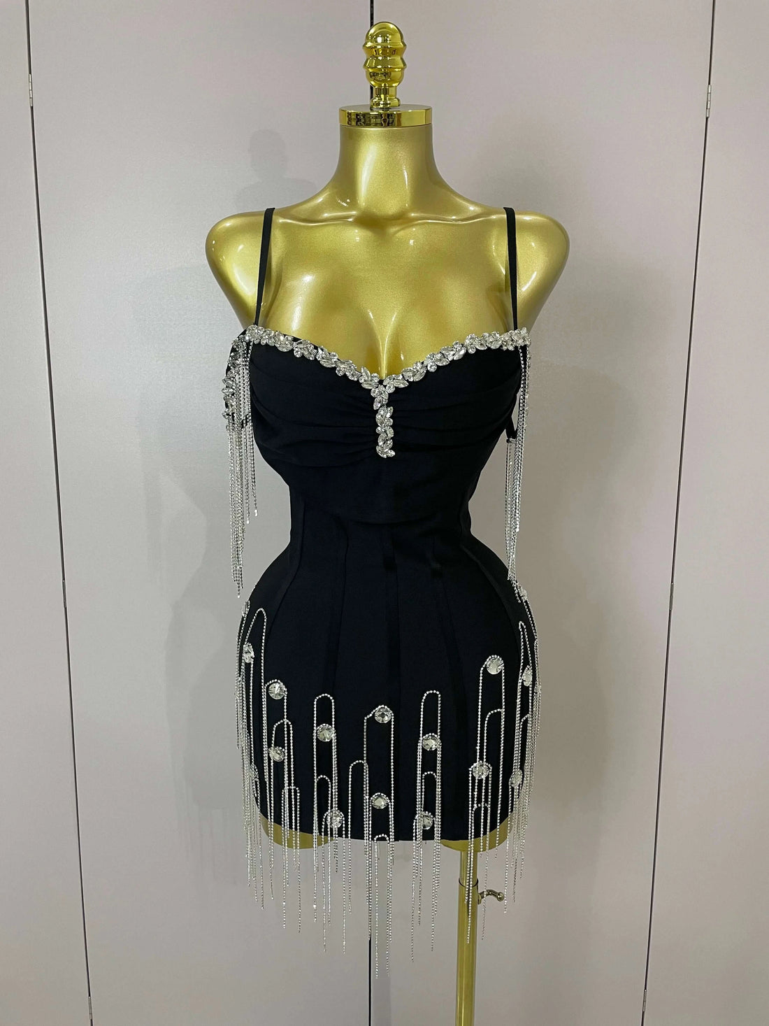 Elegant Black Backless Bodycon Dress for Parties Black / M