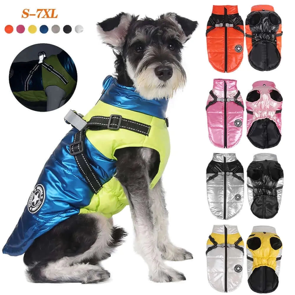 Winter Dog Harness Clothes Waterproof Warm Pet Dog Cotton Coat for