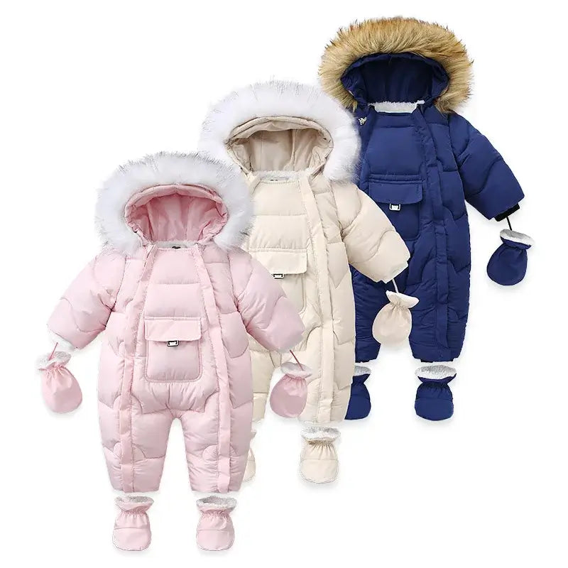 winter newborn down romper