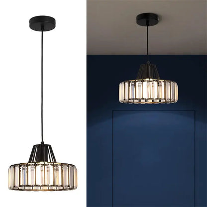GreeLustr Modern Crystal Pendant Light, Black or Gold