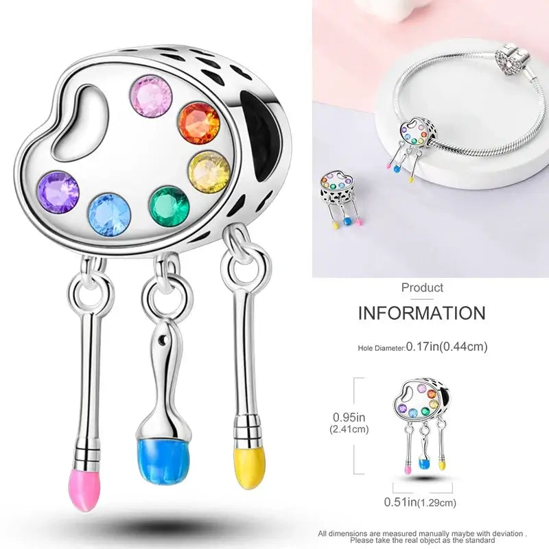 Hot Dream Catcher Feather 925 Sterling Silver Purple Colorful Moon Dreamy Blue Charm Original Fits Women DIY Jewelry Girl Charms