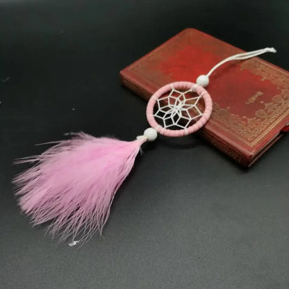 Mini Dream Catcher Car Bag Mobile Phone Pendant Wind Chimes Feather Home Decor Wall Hanging Adornment Handmade Dreamcatcher Gift