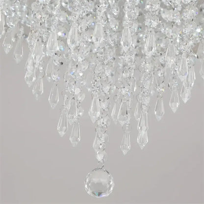 Round Crystal Raindrop LED Flush-Mount Chandelier