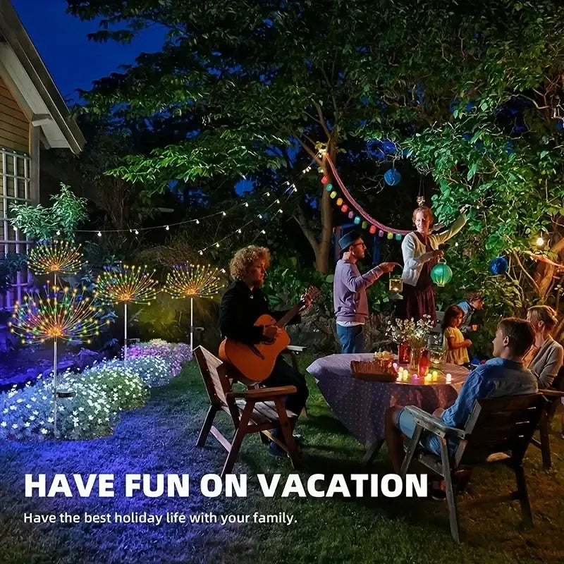 1/2/4/6Pcs Solar Firework Light Waterproof Outdoor 8 Lighting Modes 90-200LED Fairy String Light Christmas Decor For Garden