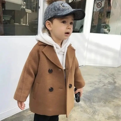 Kids’ Double-Breasted Lapel Coat