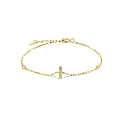 925 Sterling Silver Initial 26 Letters Alphabet Monogram Gold Name Bracelet Crystal CZ Zircon 2021 Fashionable Jewelry